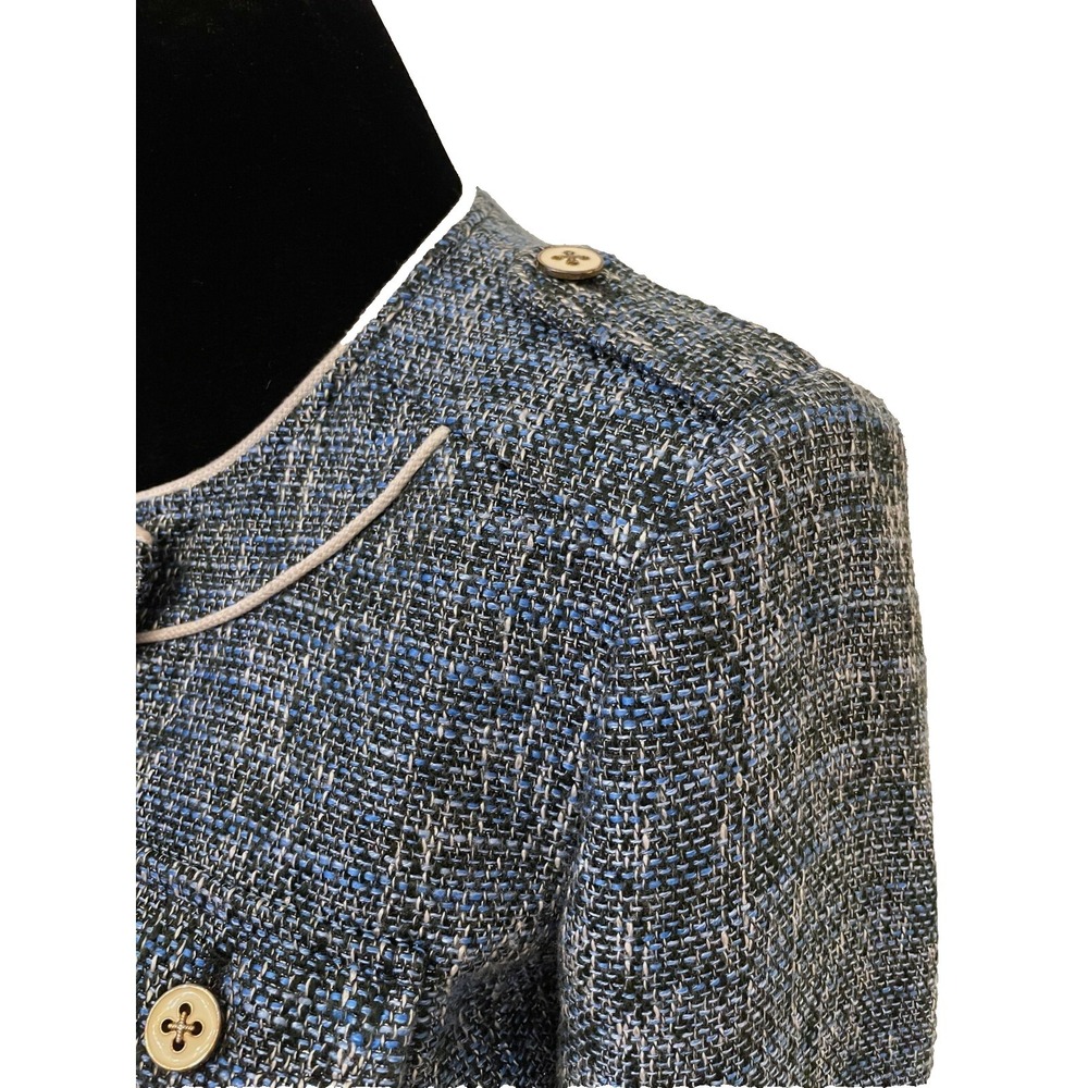 Vintage Cache Womens Multi Pocket Jacket Size 6 Blue Metallic Woven Tweed Blend - Picture 8 of 13